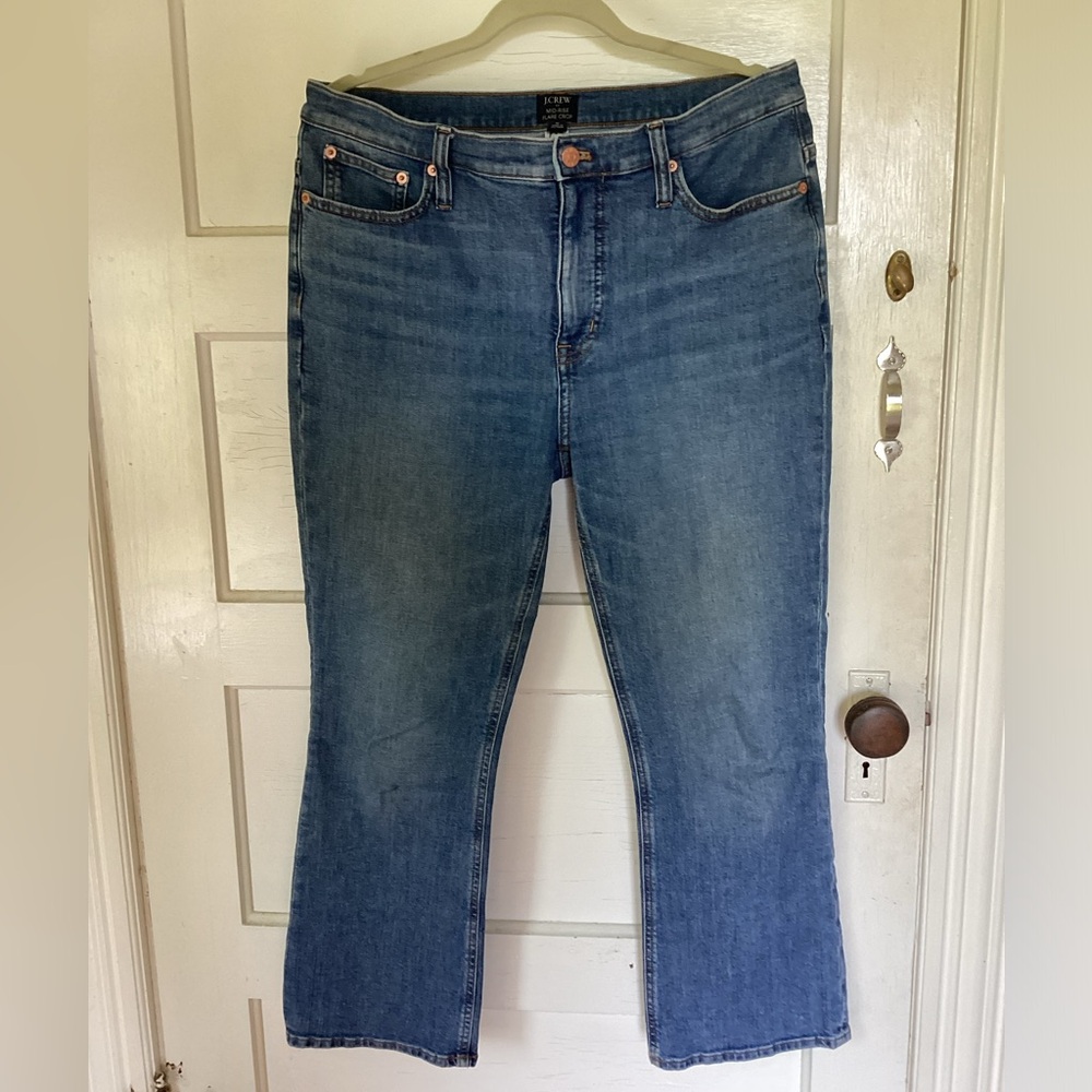 J Crew Mid Rise Crop Flare Jeans